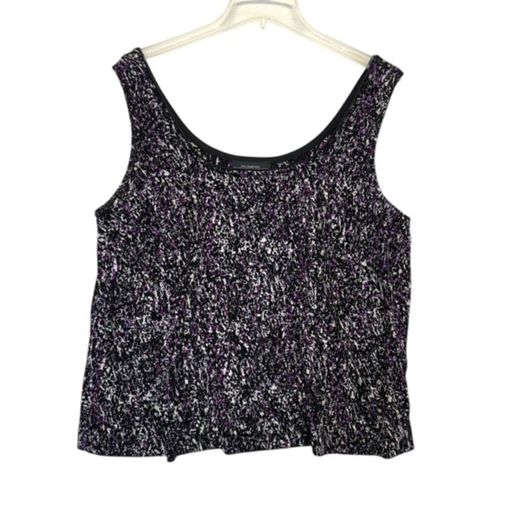 Alex Evenings Sparkle Tank Top Women XL Black Silver Glitter Party Sleeveless